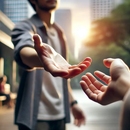 El Poder del Perdón,persona tendiendo la mano a otra para perdonarse